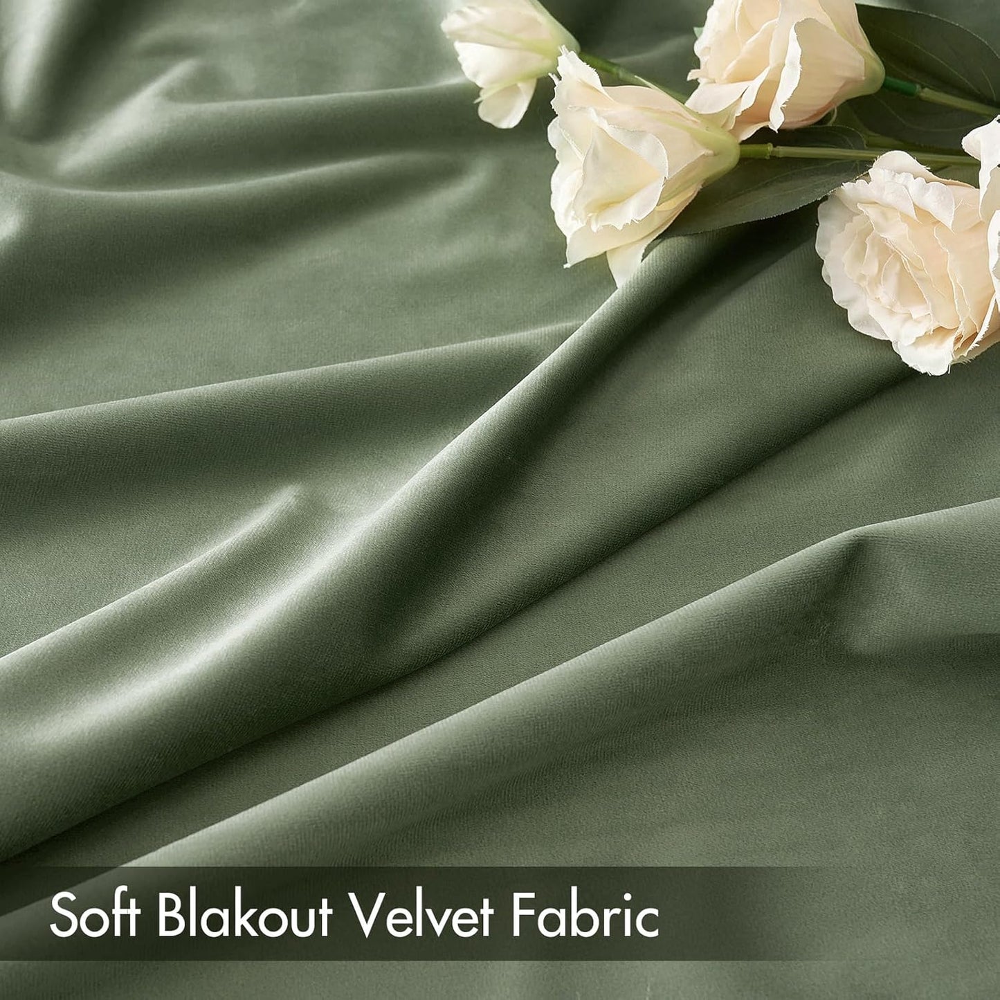 MIULEE Velvet Curtains Sage Green Thermal Insulated Blackout Curtain Drapes for Bedroom Living Room Darkening 90 Inches Long Curtains Panels Rod Pocket Set of 2