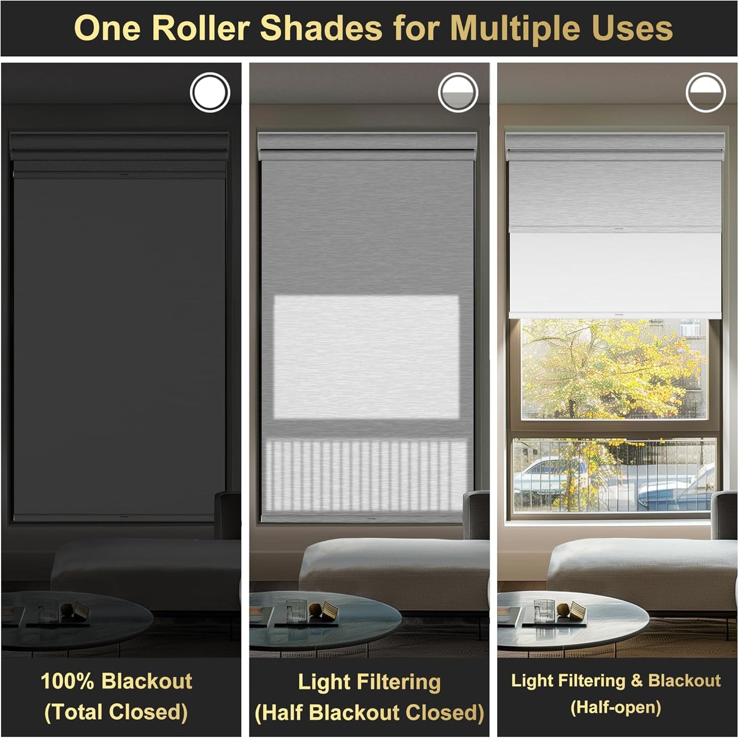 BERISSA Dual Roller Shades, Double Cassette Valance with Blackout & Light Filtering, Day & Night for Home Office Door. White, 56 W x 56" H