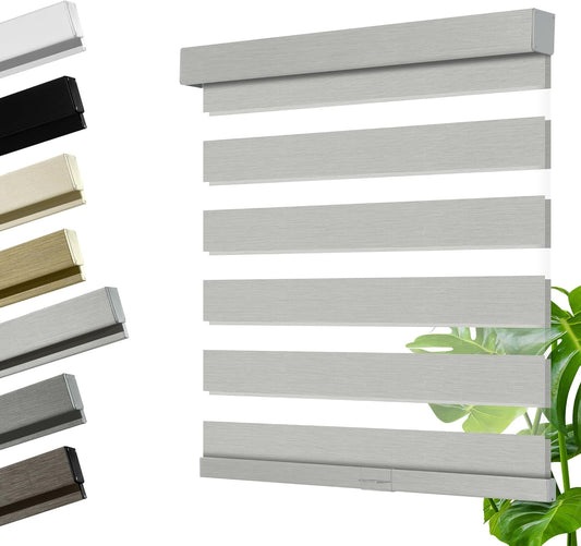 Cordless Zebra Blinds for Windows, Blackout Interior Blinds,Easy to Install,UV Protection,for Offices and Home,Custom Roller Shades, Mousse Light Grey,41" W x 80" H