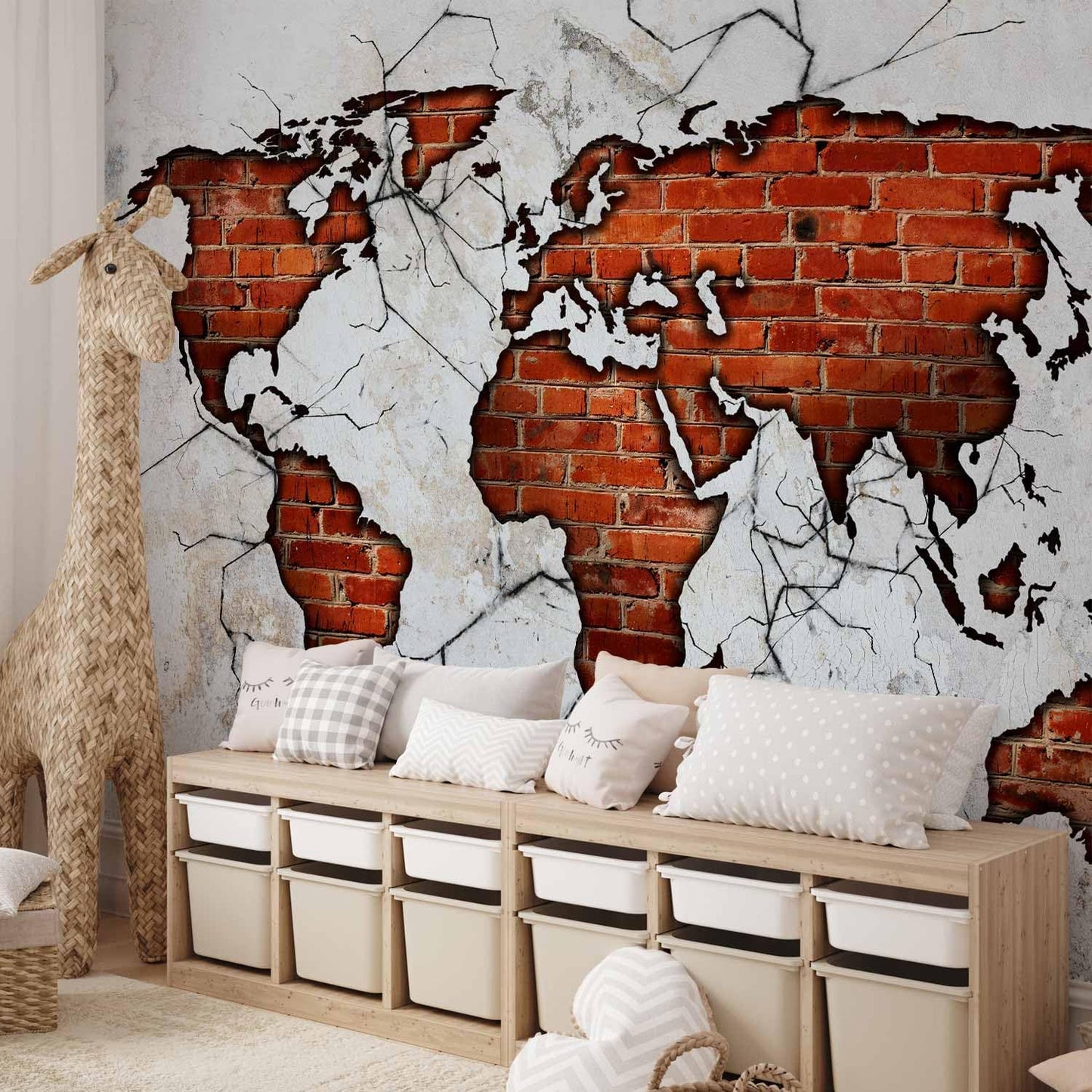 artgeist Wall Mural World Map 173x124 in - Peel and Stick Self-Adhesive Wallpaper Removable Large Sticker Foil Wall Decor Print Picture Image Design Map of The World k-A-0495-a-a