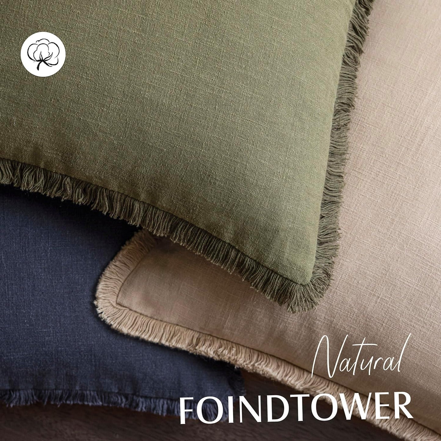 Foindtower Set of 2 Decorative Linen Fringe Throw Pillow Covers Boho Farmhouse Cushion Cover with Tassels Accent Pillowcase for Couch Chair Sofa Bed Living Room Home Bedroom Decor,12×24 Inch,Tan Beige