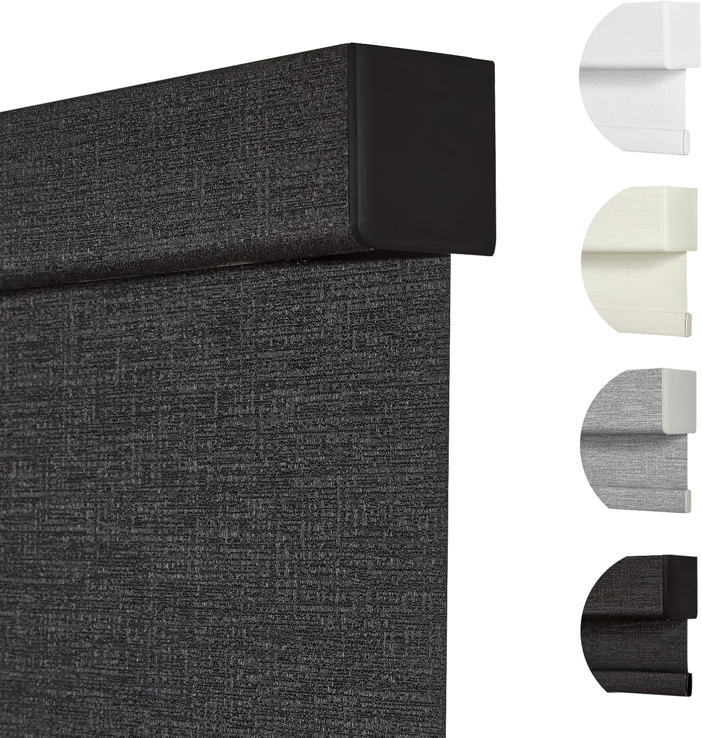 Persilux Free-Stop Cordless Blinds for Indoor Windows with Cover, Window Shades Blackout Roller Blinds, Thermal Insulated Fabric UV Protection for Kitchen, Office, Living Room, Black(68" W x 64" H)