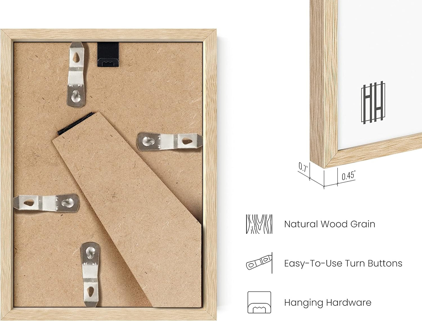 HAUS AND HUES Solid Oak 4x6 Picture Frame Set of 4 - Bulk Frames for Wall or Tabletop, Multiple Photos, Wooden Frames