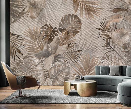 AFZEVEB-Jungle Wallpaper Vintage Tropical Plants Wall murals for Bedroom 136"x96" (Not Peel and Stick)
