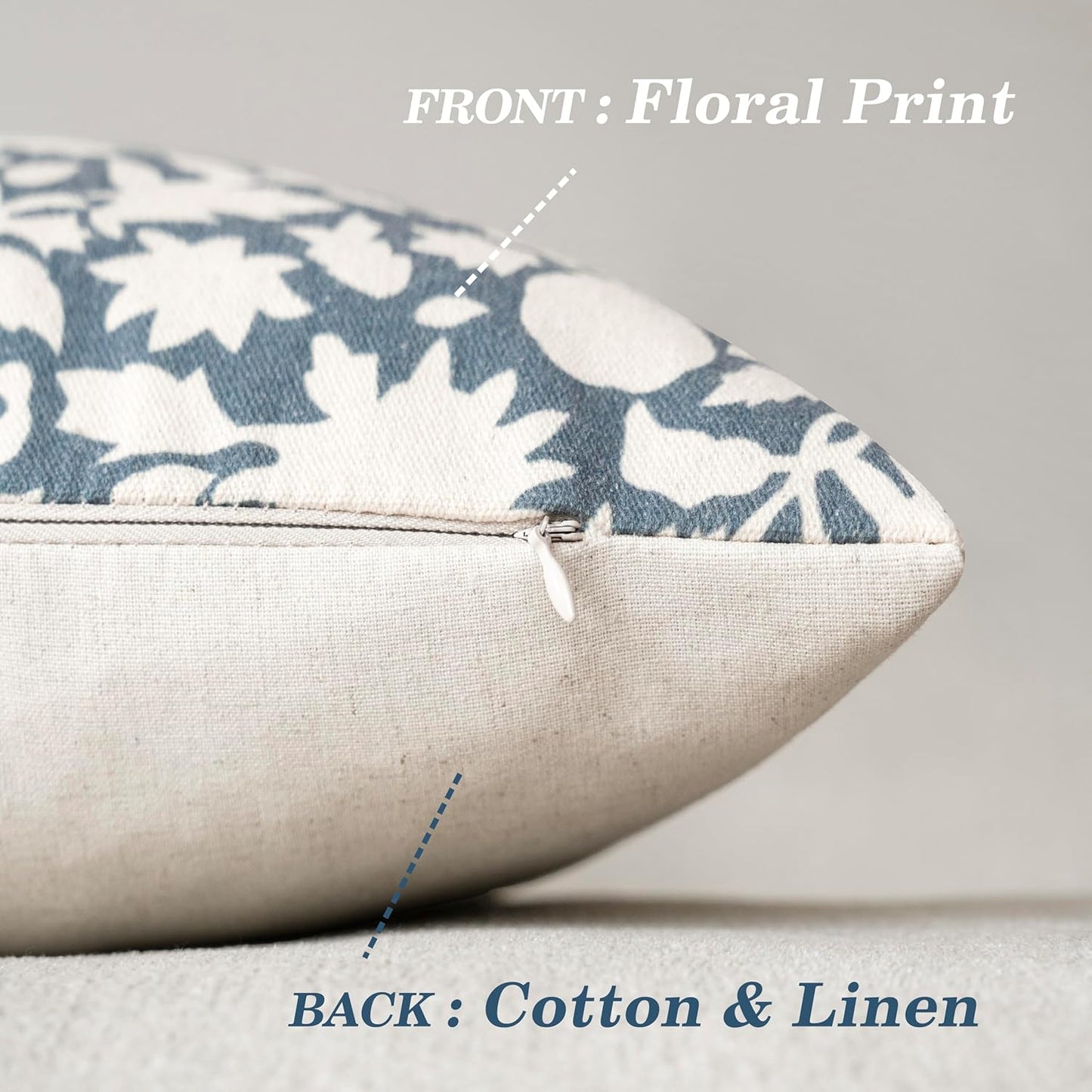 Foindtower Set of 2 Decorative Long Body Lumbar Throw Pillow Covers Accent Farmhouse Cushion Cover Neutral Floral Pillowcase For Couch Sofa Bedroom Living Room Home Decor Outdoor,14×36 Inch,Dusty Blue