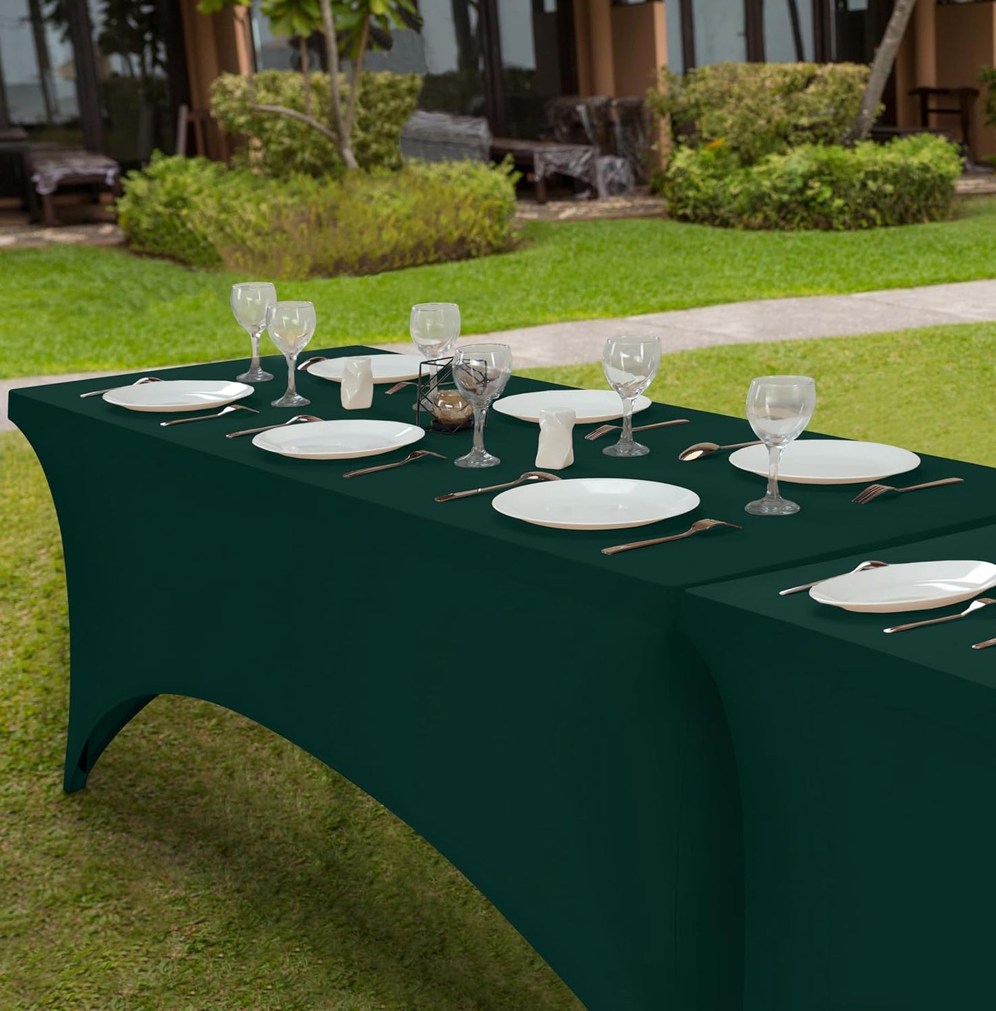 Utopia Kitchen 6ft Spandex Table Cloth Rectangle [1 Pack, Hunter Green] 200GSM Premium Stretch, Washable and Wrinkle Resistant Table Cover Fitted for Event, Wedding, Banquet [72Lx30Wx30H Inch]