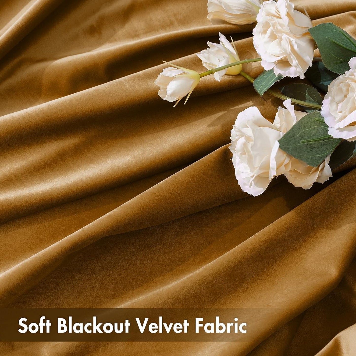 MIULEE Golden Brown Velvet Curtains Thermal Insulated Blackout Curtain Drapes for Bedroom Living Room Darkening 84 Inches Long Curtains Panels Rod Pocket Set of 2