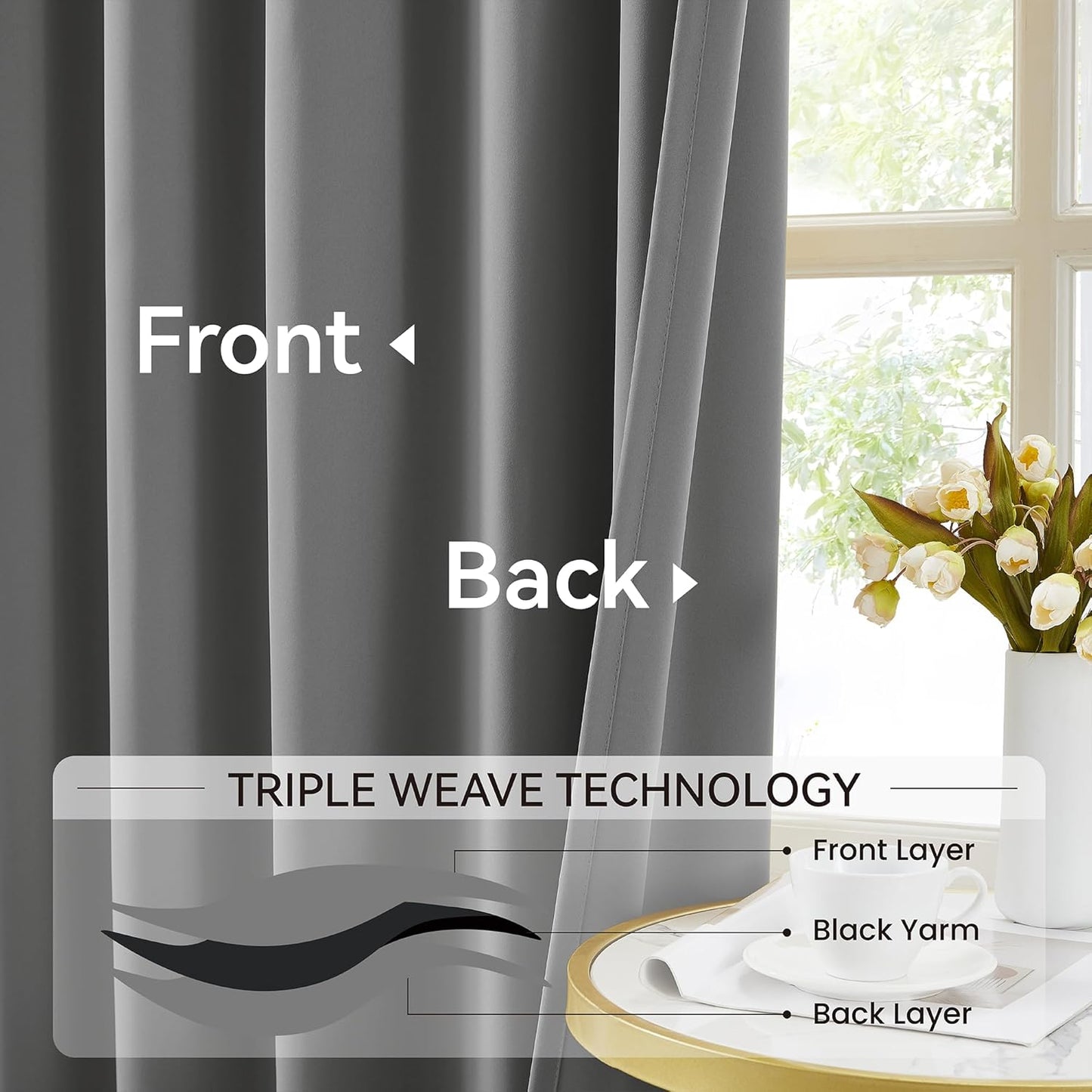KangBang Grey Blackout Curtains 96 Inches Long for Living Room, Pinch Pleat Room Darkening Black Out Vertical Drapes for Boys Playroom, Fashion Nautical Style Decor 2 Panels, 40”Wx96”L