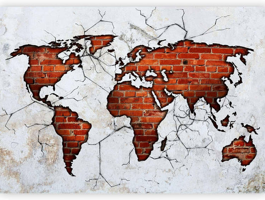 artgeist Premium Wall Mural World Map 138x101 in - XXL Non-Woven Wallpaper Fleece Wall Decor Photo Print Picture Image Design Map of The World k-A-0495-a-a