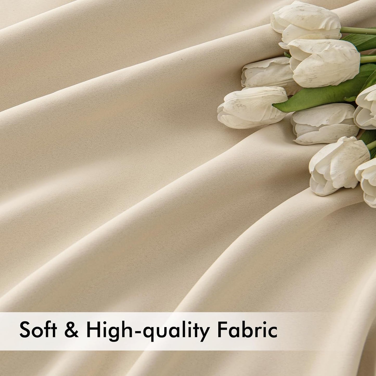 MIULEE Cream Beige Back Tab Light Blocking Curtains 54 Inches Long 2 Panels Set for Living Room Bedroom Privacy, Rod Pocket/Pinch Pleat Thermal Insulated Room Darkening Pleated Blackout Drapes
