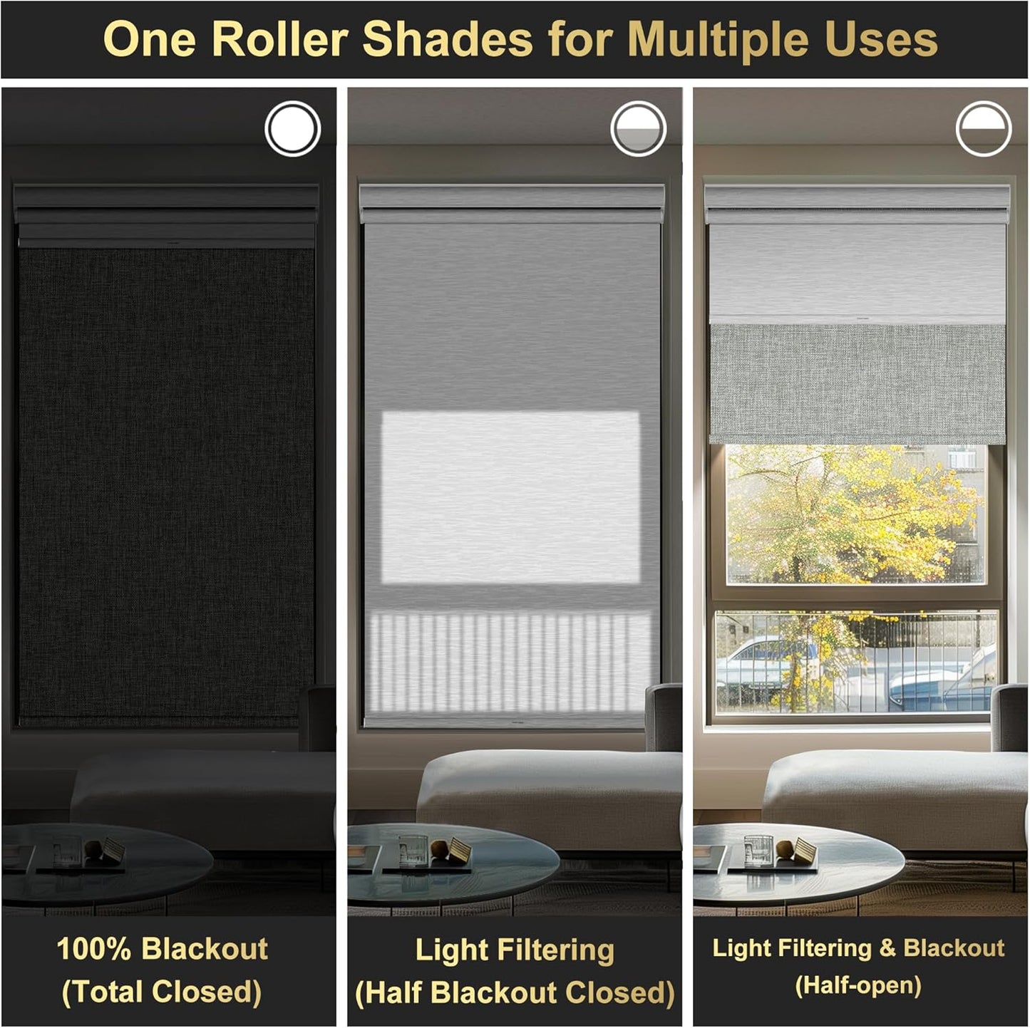 BERISSA Cordless Dual Roller Shades with Cassette Valance,Double Window Shades Blackout and Light Filtering Shades,Day and Night Roller Shades for Home Office Door.Linen Grey and White.60 W x 72" H
