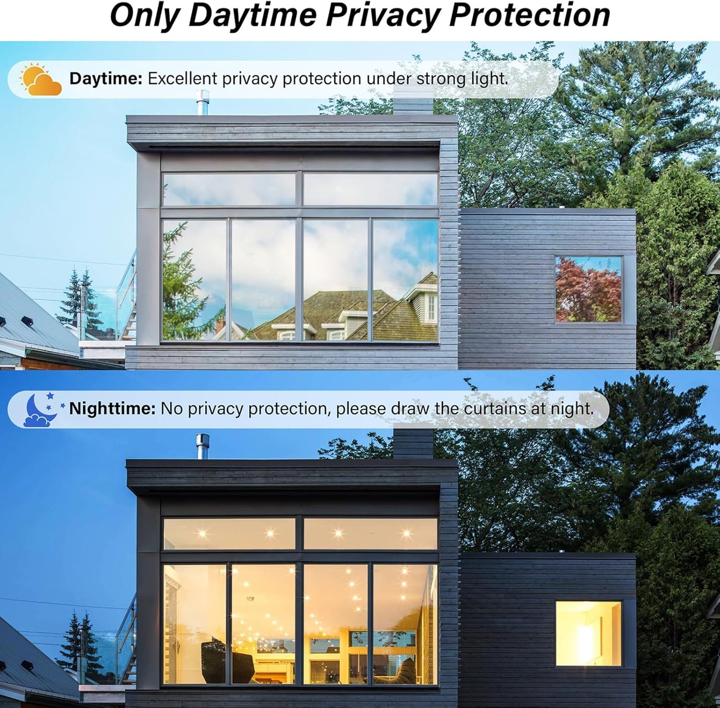 Kromapolis One Way Window Privacy Film Reflective Mirror Home Window Tint, Daytime Privacy Heat Control Anti UV Glass Tinting Static Cling (Silver, 17.5 x 78.7 inch)