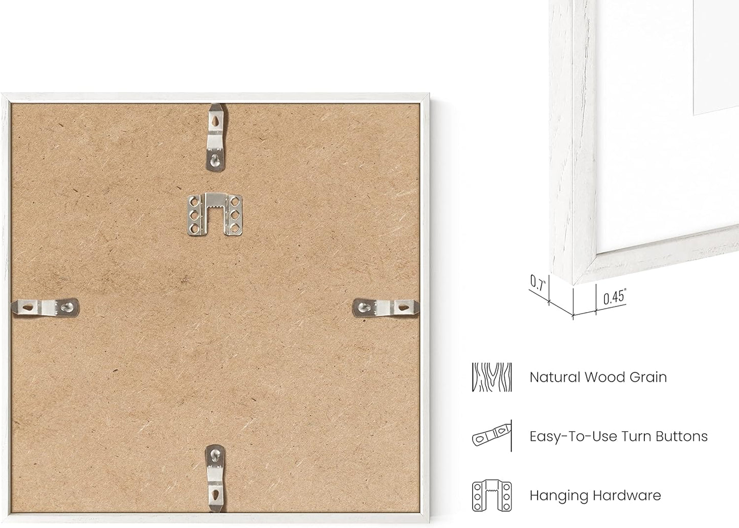 HAUS AND HUES White Square Frames Set of 6-8x8