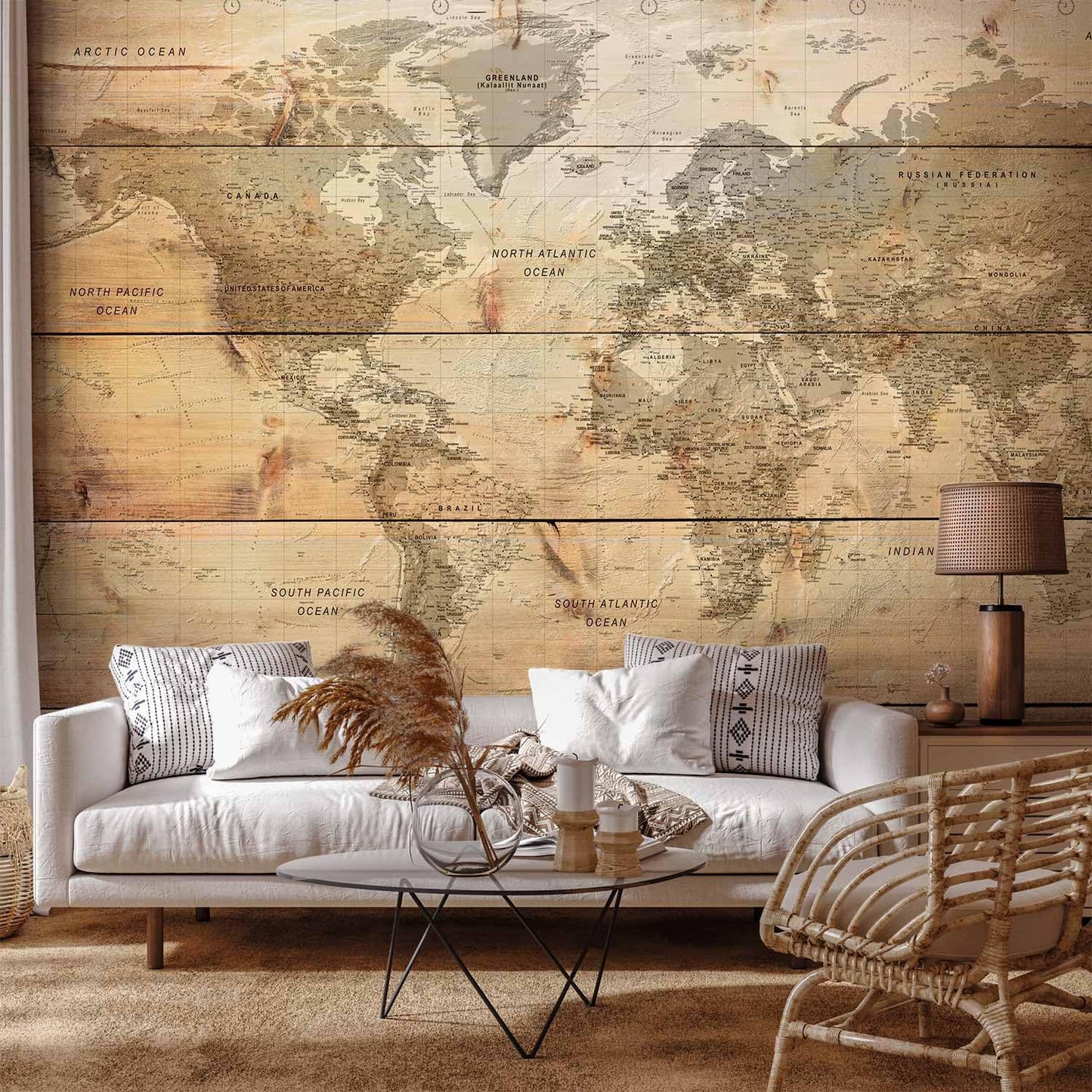artgeist Wall Mural World Map 77x55 in - XXL Peel and Stick Self-Adhesive Wallpaper Removable Large Sticker Foil Wall Decor Print Picture Image Design Map of The World k-A-0218-a-a