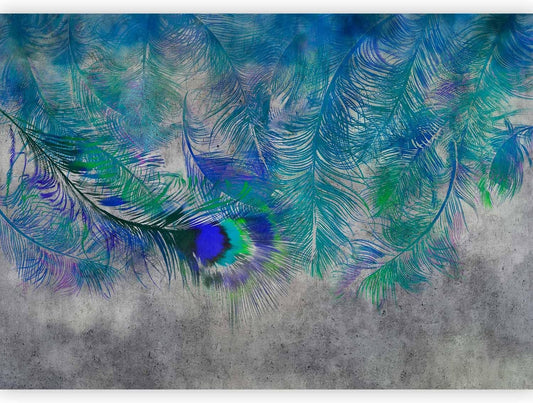 artgeist Wall Mural Cement Feather 193x138 in - XXL Peel and Stick Self-Adhesive Wallpaper Removable Large Sticker Foil Wall Decor Print Picture Image Design Colorful Abstract n-A-1488-a-a
