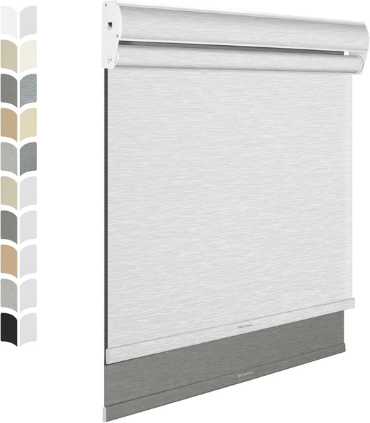 BERISSA Cordless Dual Roller Shades with Cassette Valance, Double Window Shades for Blackout and Light Filtering, Day and Night Operation for Home Office Doors. Grey and White. 60 W x 72" H