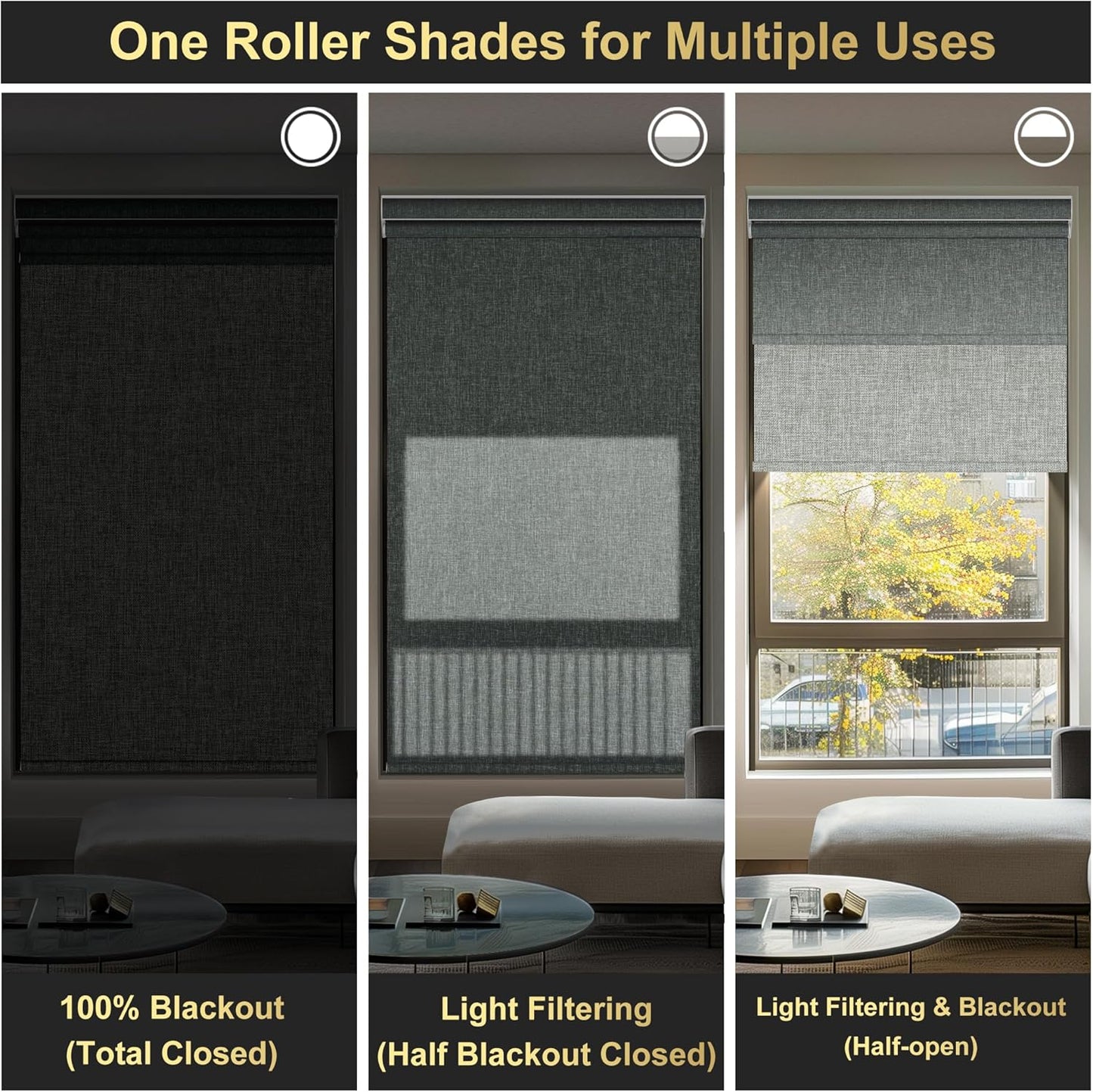 BERISSA Cordless Dual Roller Shades with Cassette Valance,Double Window Shades Blackout and Light Filtering Shades,Day and Night Roller Shades for Home Office Door.Linen Grey.67 W x 64" H