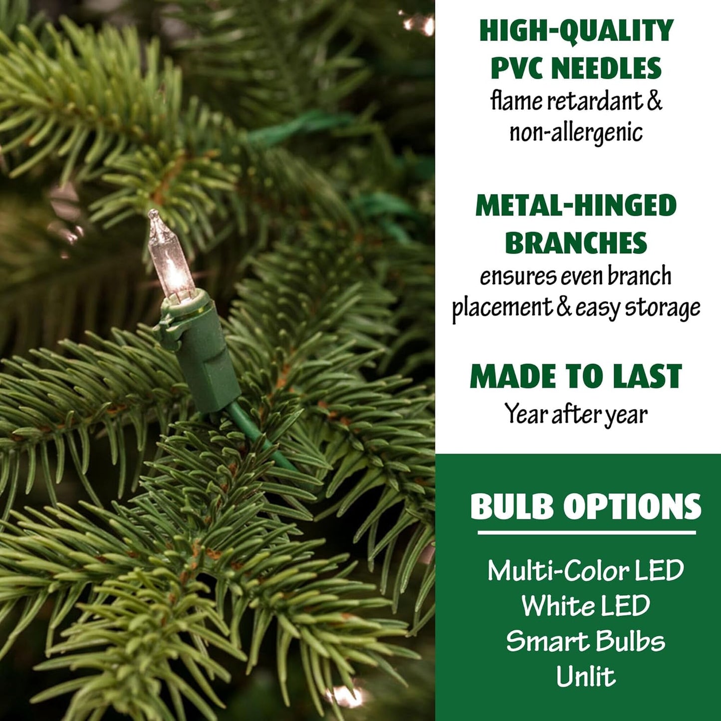 Fraser Hill Farm 6.5-Ft. Carmel Pine Slim Artificial Christmas Tree with White Incandescent Smart Lights and Stand, Prelit Foldable Fake Tree with Realistic Foliage for Home Decoration