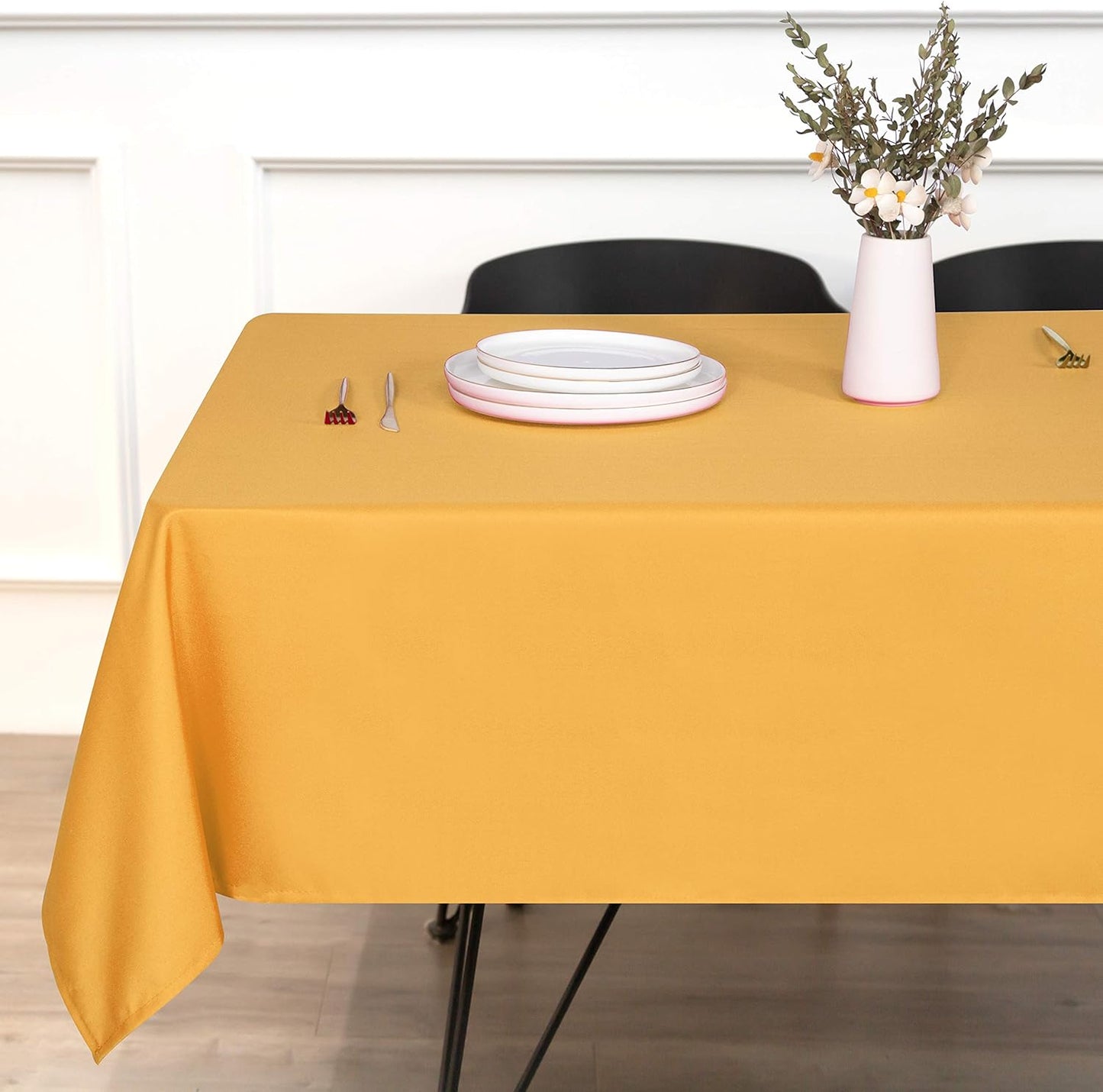 sancua Rectangle Tablecloth - 70 x 120 Inch - Stain and Wrinkle Resistant Washable Polyester Table Cloth, Decorative Fabric Table Cover for Dining Tables, Buffet Parties and Camping, Gold