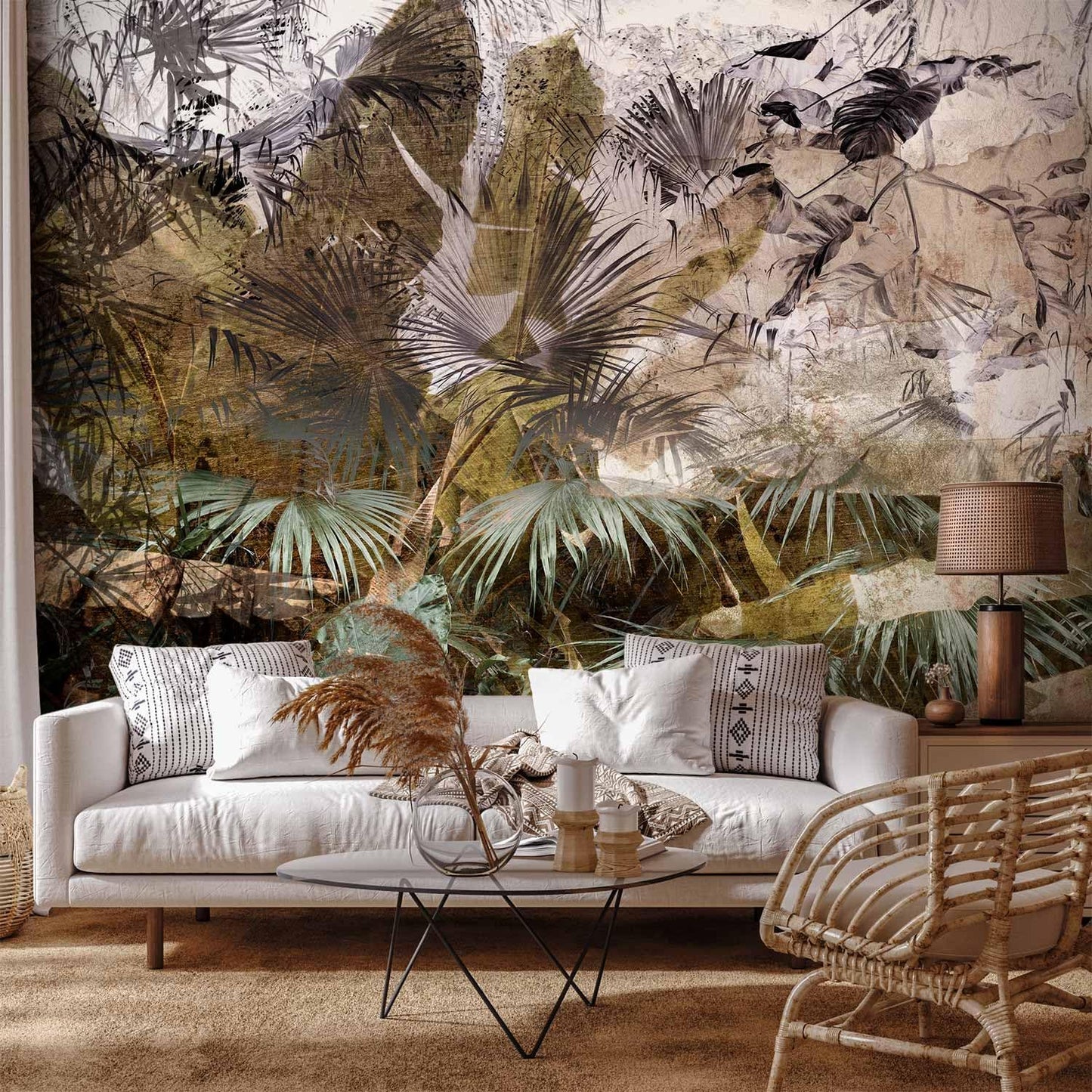 artgeist Wall Mural Tropical Leaves 173x124 in - Peel and Stick Self-Adhesive Wallpaper Removable Large Sticker Foil Wall Decor Print Picture Design Jungle Nature Palm Green Leaves b-C-0789-a-a