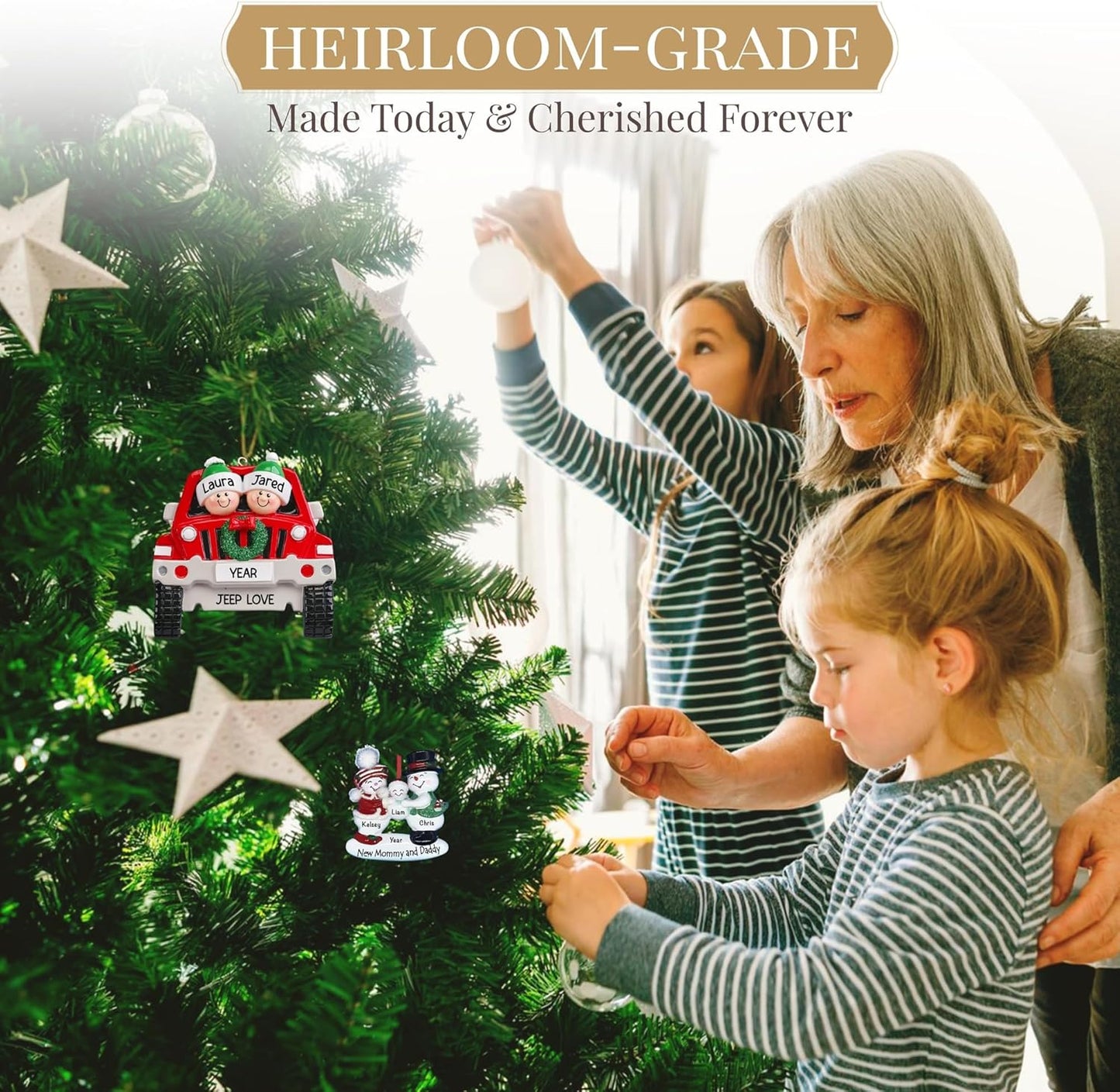 Personalized Large Family of 12 Ornament 2025 | Free 24h Customization | Laser Engraved Snowman Christmas Ornaments for Tree | Custom Gift Wrapped Festive Holiday Keepsake for Twelve Persons