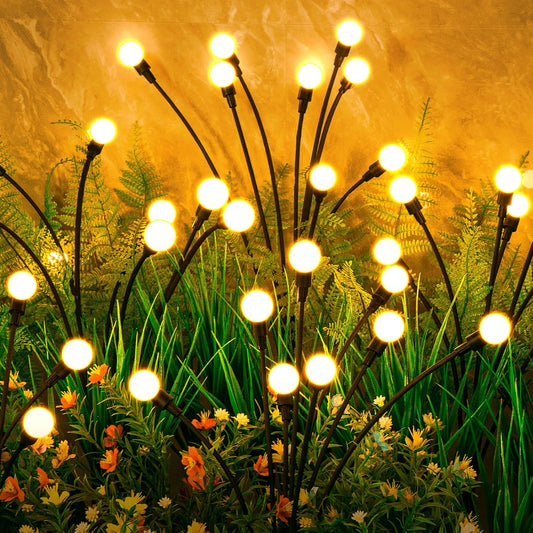 Solar Lights Outdoor(4-Pack, 32 LEDs), ASMAD Solar Garden Lights, Outdoor Decorations, Firefly Light for Patio Decor, Big Bulb, Unique Gifts for Women, Gifts for Grandma
