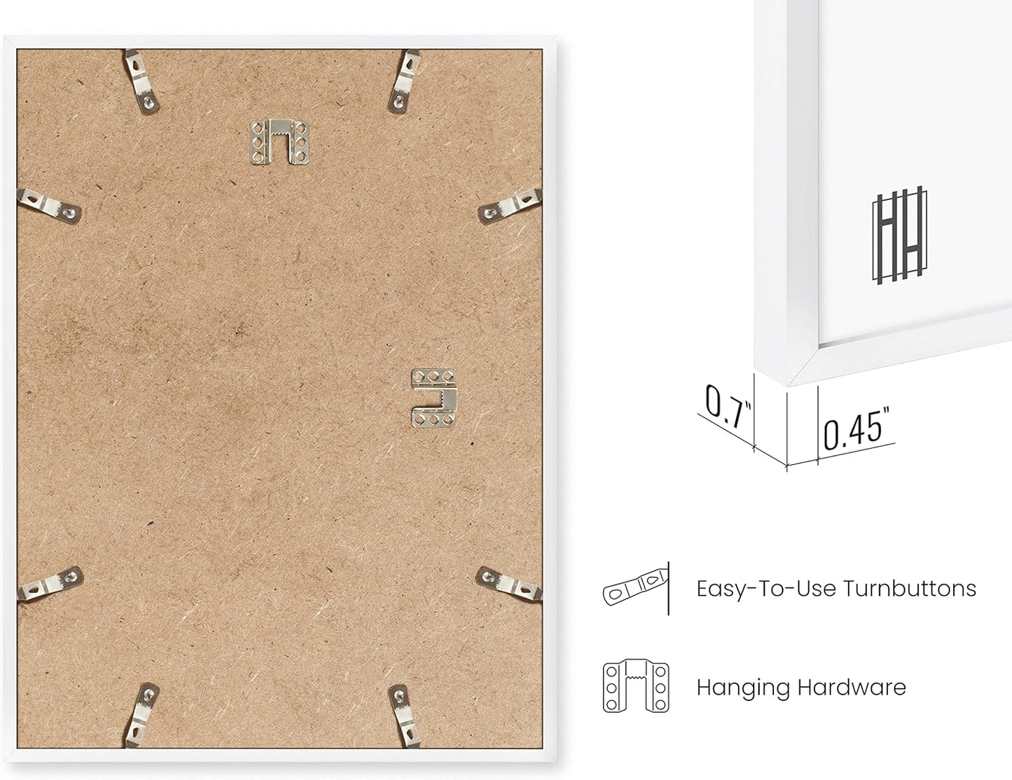 HAUS AND HUES 11x17 White Picture Frame - 11X17 Poster Frame - Aluminum, Vertical & Horizontal Hang, Shatterproof Plexiglass, Perfect for Home, Room, Office (11x17 in, White)