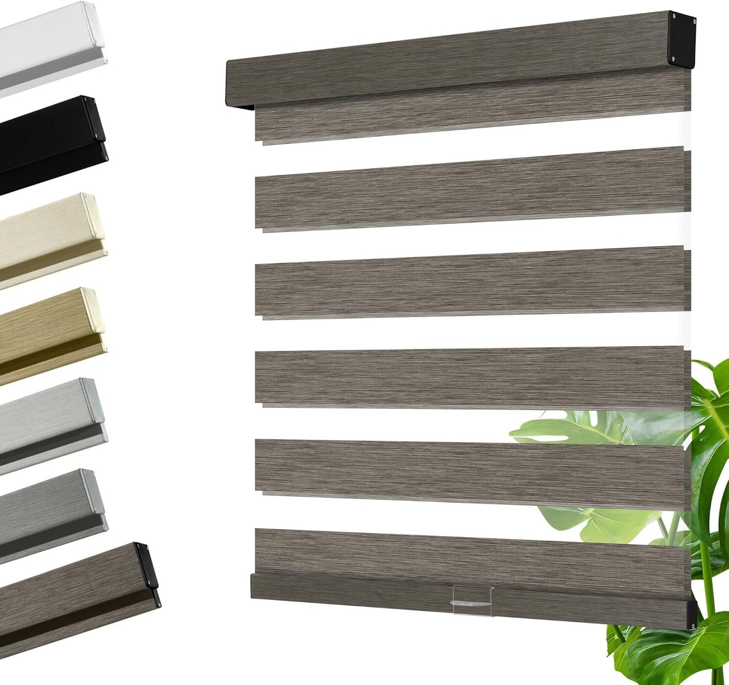 Cordless Zebra Blinds for Windows, Blackout Interior Blinds,Easy to Install,UV Protection,for Offices and Home,Custom Roller Shades, Mousse Dark Bown,63" W x 48" H