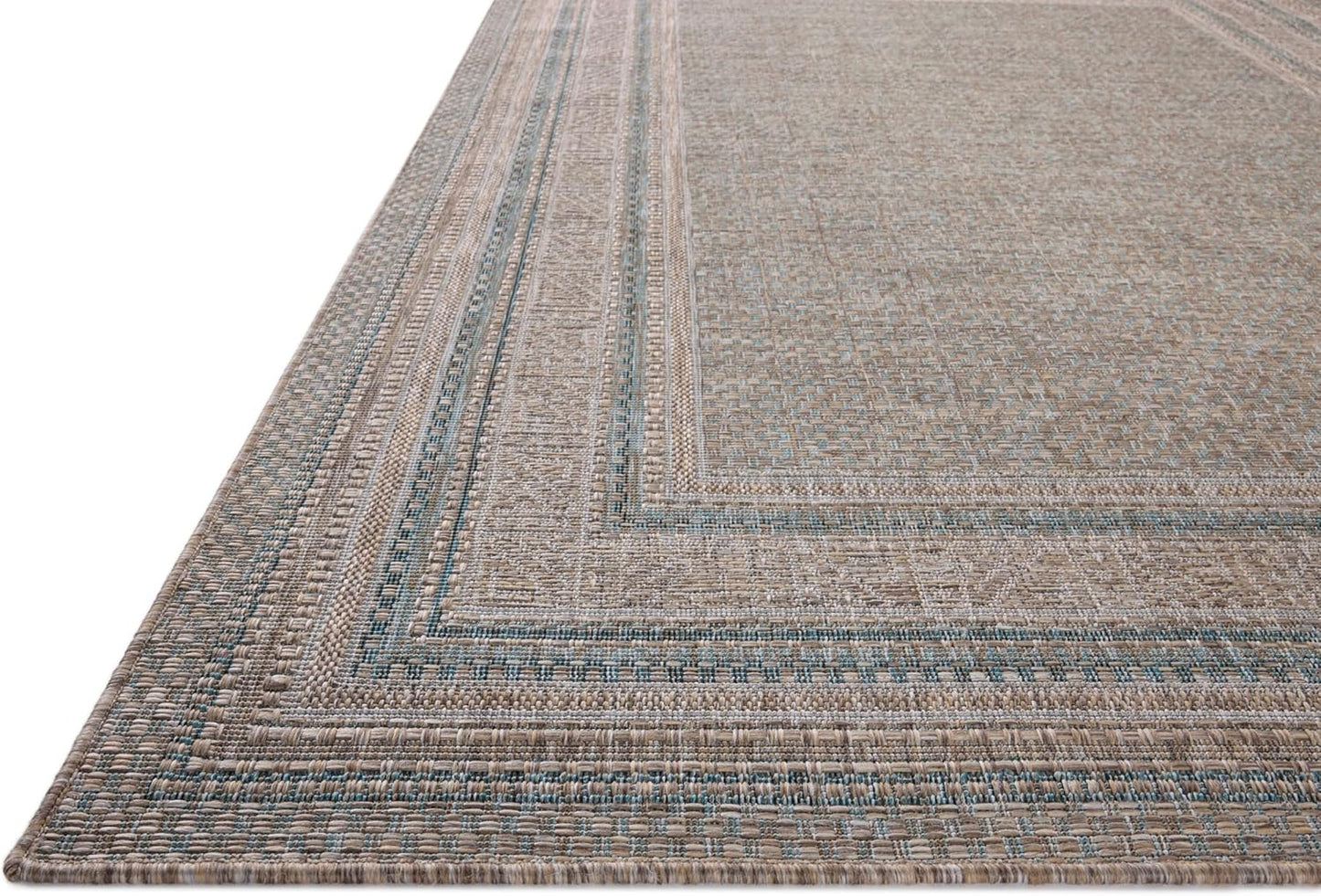 Loloi Amber Lewis Topanga Collection TOP-05 Natural/Teal 9'-2" x 12'-0" Indoor/Outdoor Area Rug