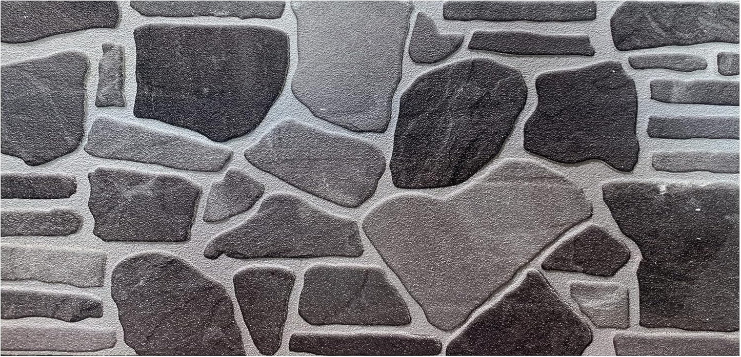 Dundee Deco 3D Wall Panels - Cladding, Charcoal Grey Silver Stone Look Wall Paneling, Styrofoam Facing for Interior and Exterior Applications, DIY, Set of 10, Covers 54 sq ft
