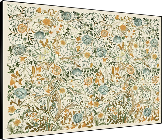 SIGNWIN 60"x72" Extra Large Framed Wall Art Vintage Botanical Floral with Golden and Teal Leaves, Elegant Nature Illustration for Home Living Room Bedroom Decor (Frame Assembly Required)