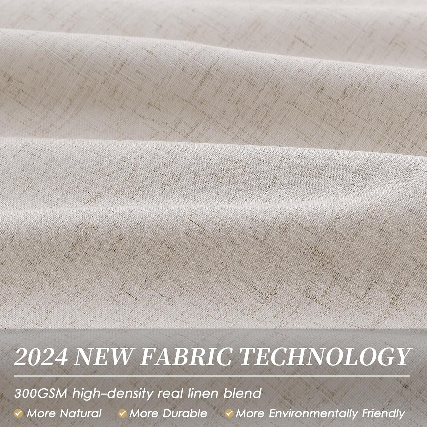 BOODII 100% Blackout Curtains for Bedroom 95 Inch Length 2 Panels Set Room Darkening Linen Curtains Sand Beige Black Out Curtain Neutral Thermal Insulated Living Room Nursery Drapes Back Tab 52x95