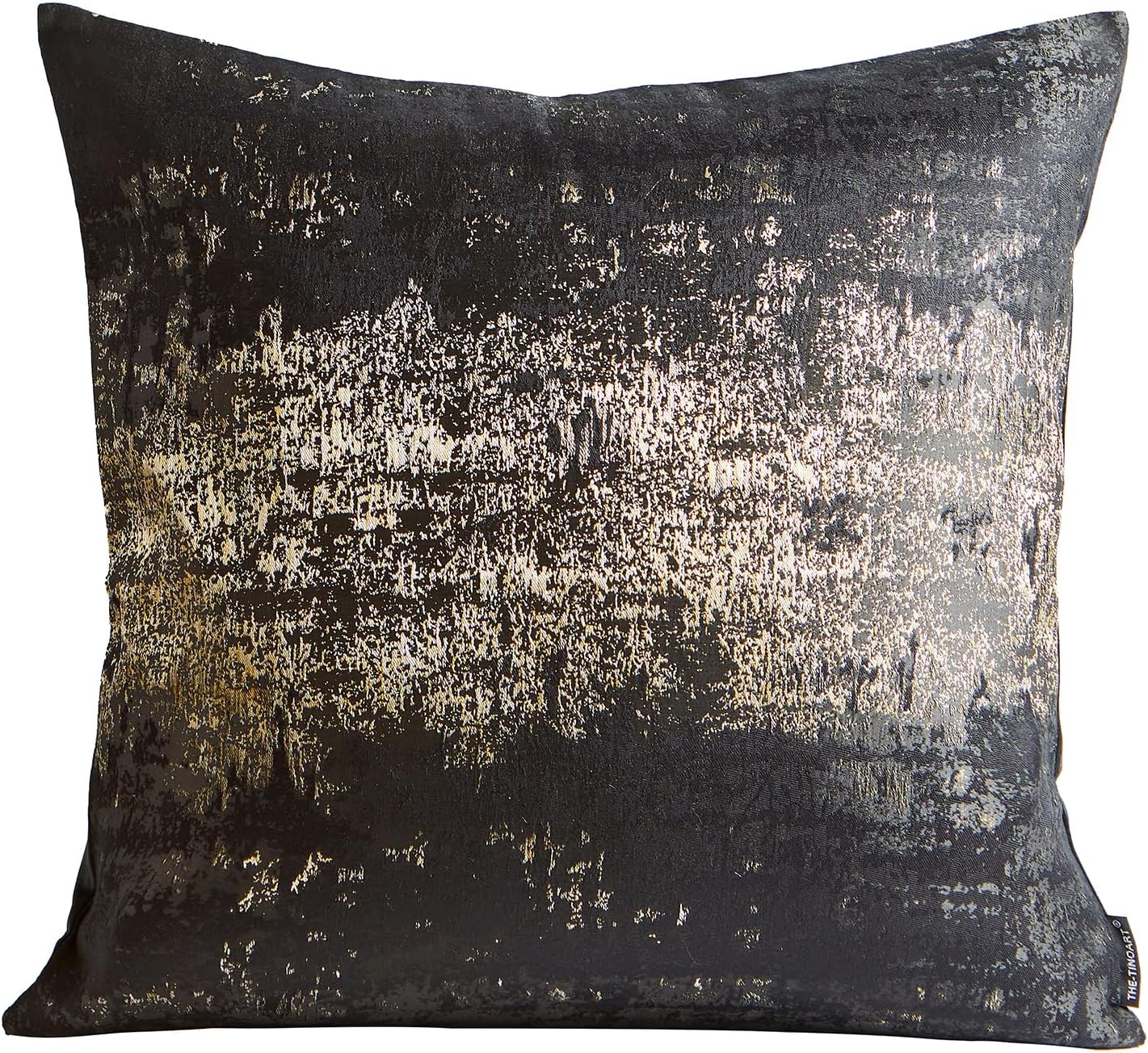 THE-TINOART Black & Gold Modern Luxury Pillow Cover 22x22 - Jacquard Embroidery with Metallic Thread, Reversible Decorative Throw Pillow Cover for Sofa/Bed, Velvet Backing
