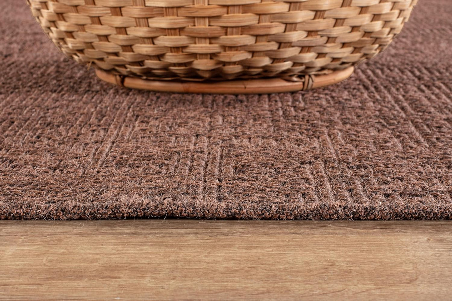CAMILSON Easy Jute Rug 8x10, Indoor Outdoor Brown Color Fiber Area Rugs for Living Room Patio and Kitchen Rug, Solid Boho Woven Design, Easy-Cleaning, Washable Outside Carpet Alfombras (8 x 10)