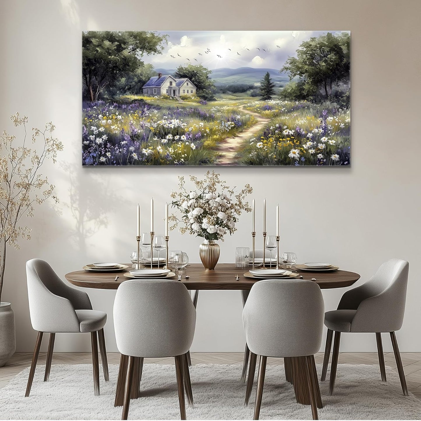 Large Wall Decor for Living Room Canvas Wall Art for Office Wall Decorations for Bedroom Garden Painting Artwork Room Home Decor 24x48 in