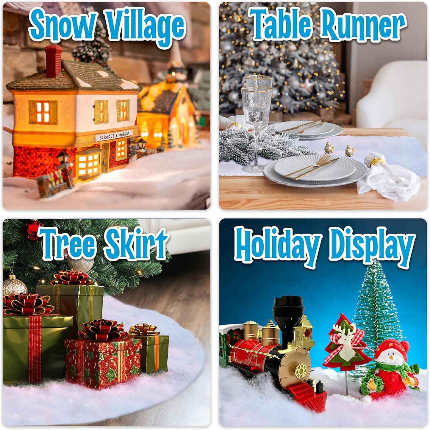 stargo 3 Pack Fake Snow Blanket Roll for Christmas Village Displays, Christmas Tree Deocration - Thick White Soft Fluffy Faux Snow Backdrop Artificial Snow Blanket Cover (Each Roll 2.6 x 7.8ft)
