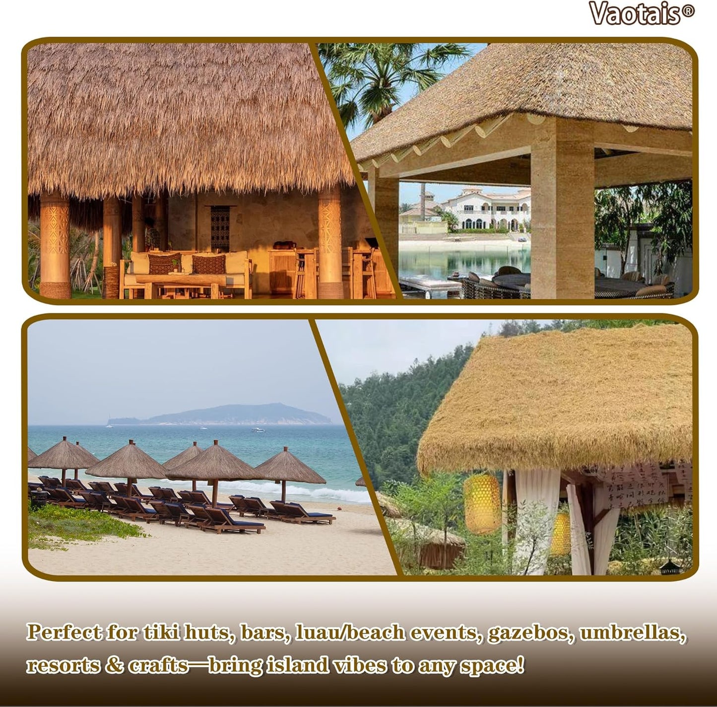 Realistic Synthetic Thatch Roll Sun-Bleached Yellow - 18 & 30 Inch Widths - Reinforced Weave for Mexican Palapa, Tiki Bars, Hawaiian Parties & Patio Decor (18 Inch Width x 15 Feet Length)