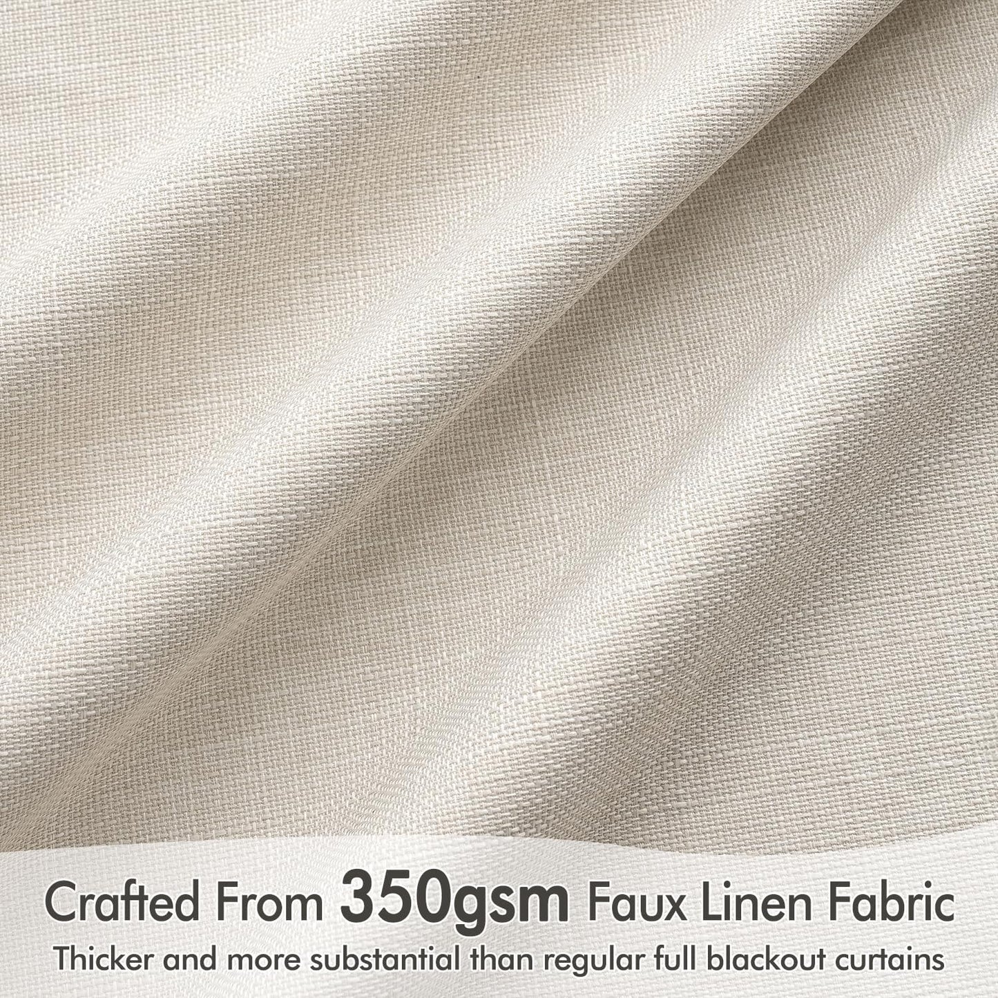 MIULEE 100% Blackout Curtains 84 Inch Long 2 Panels Set for Bedroom, Thick Luxury Faux Linen Black Out Curtain Room Darkening Back Tab Pleat Window Textured Drapes with Hooks for Living Room, Birch