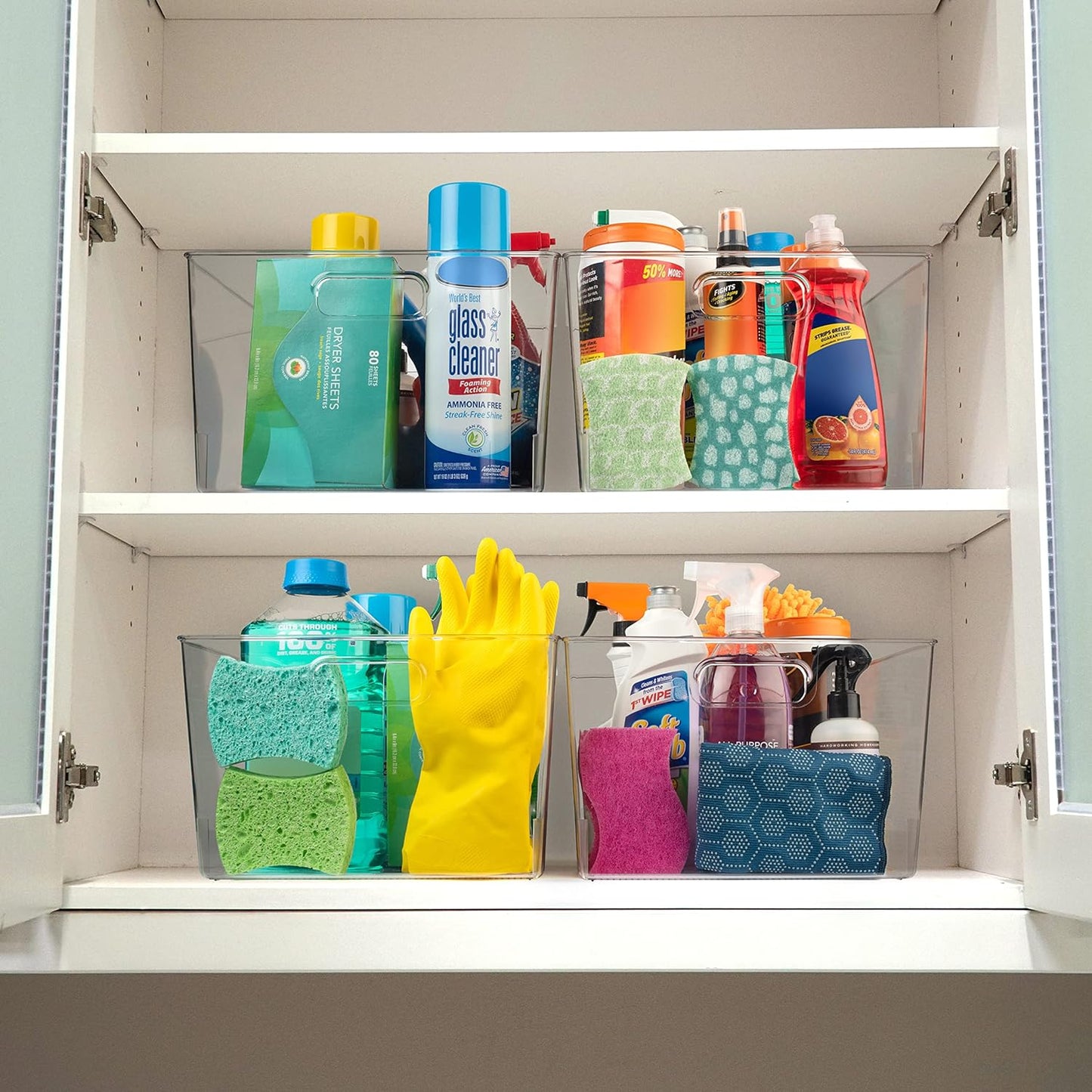ClearSpace Clear Plastic Storage Bins – XL 8 Pack Perfect Kitchen or Pantry Organization Fridge Organizer and Storage Bins, Cabinet Organizers