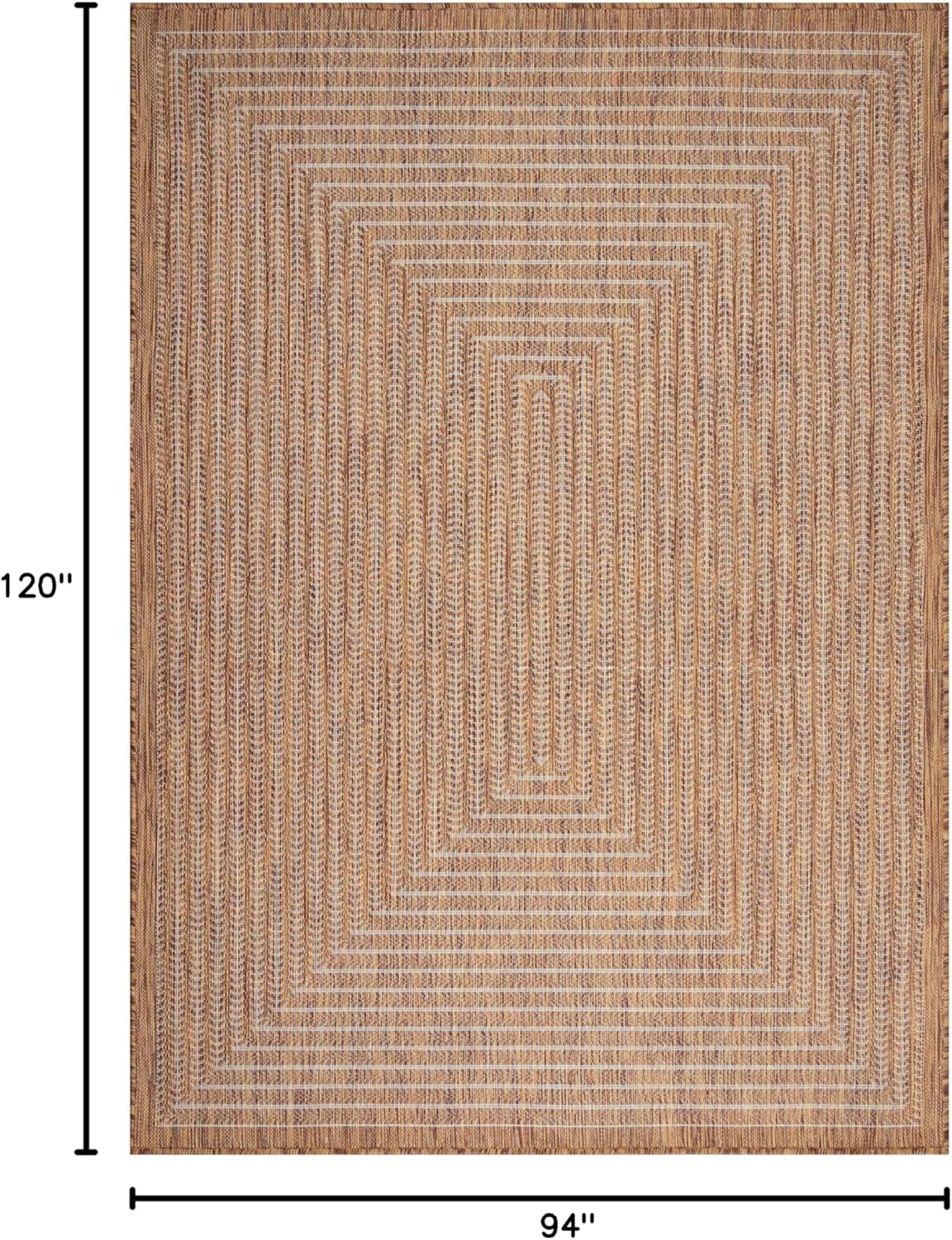 Adiva Rugs Outdoor Indoor Area Rug, Weather Resistant, Easy to Clean, Stain Resistant Floor Mat for Dining Room, Backyard, Deck, Patio (Wooden, 8' x 10')