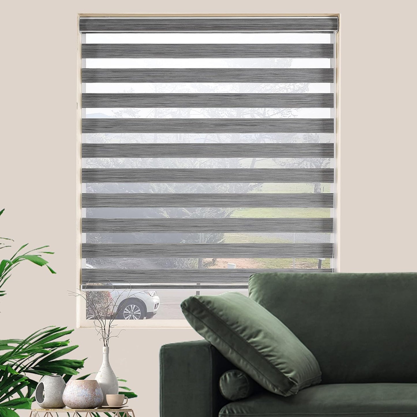 Zebra Blinds Window Blind Zebra Shade Blinds for Windows Roller Sheer Shades Privacy Light Filtering Shades for Home Kitchen Bathroom (Width 63'' X Height 72'' Grey)
