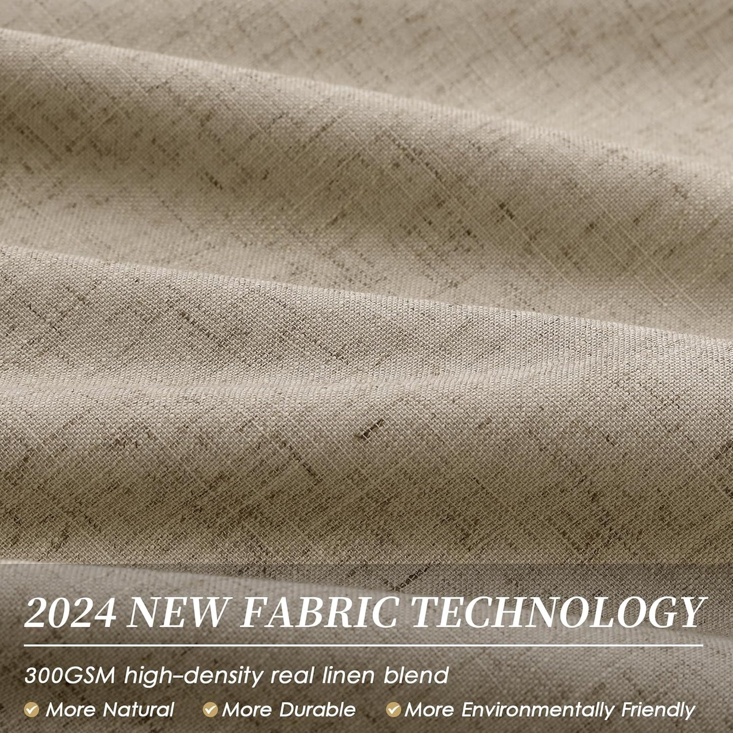 BOODII Khaki Linen Blackout Curtains for Bedroom 84 Inch Length 2 Panels Set Room Darkening Curtains Black Out Curtain Neutral Thermal Insulated Living Room Nursery Drapes Back Tab 52x84