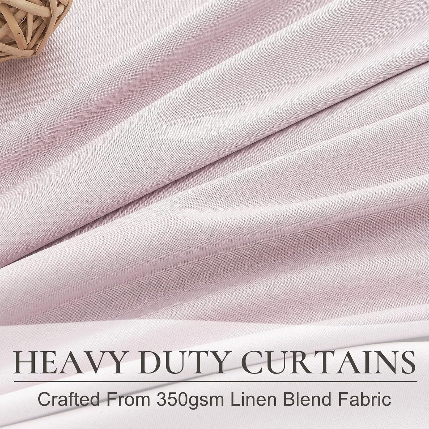 Pink Boho Blackout Curtains for Girls Room, Viral Pinch Pleated Linen Drapes Back Tab 96 Inches Long for Bedroom/Nursery Sound Dampening Heat Blocking Window Curtain (40" Wx96 Lx2 Panels)