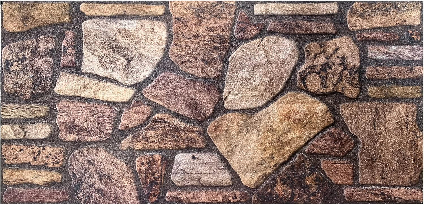 Dundee Deco 3D Wall Panels - Cladding, Mahogany Brown Stone Look Wall Paneling, Styrofoam Facing for Interior and Exterior Applications, DIY, Set of 10, Covers 54 sq ft