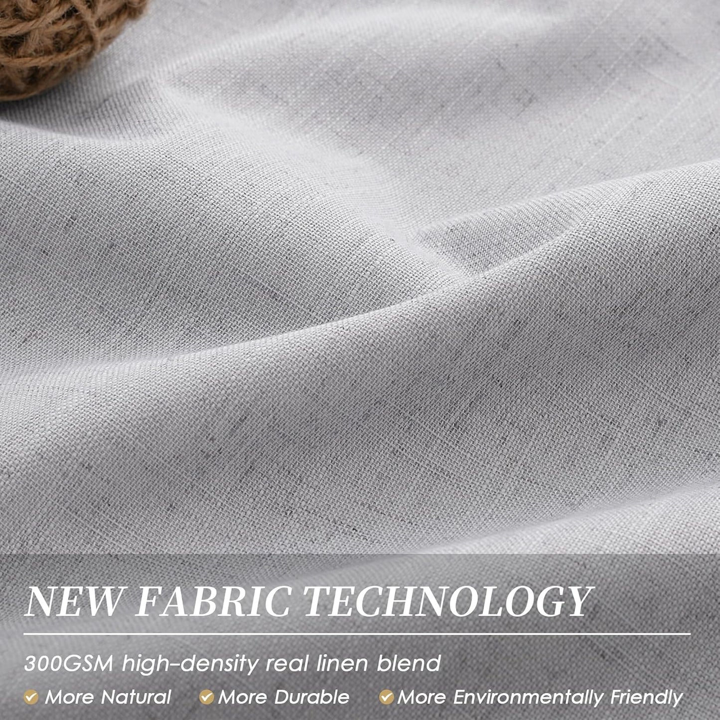 Light Grey Linen Blackout Curtains 63 Inches Long 2 Panels Set Back Tab Rod Pocket 100% Black Out Room Darkening Window Curtains Noise Reducing Gray Linen Textured Modern Heat Blocking Drapes 52x63