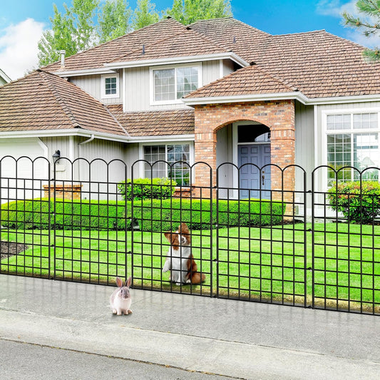 10 Panels Garden Fence Dog Fence Outdoor for Yard, 32 in (H) x 24 ft (L) Rustproof No Dig Decorative Tall Fencing Border for Dog, Rabbits, Patio Temporary Ground Stakes and Flower Vegetable Flower Bed