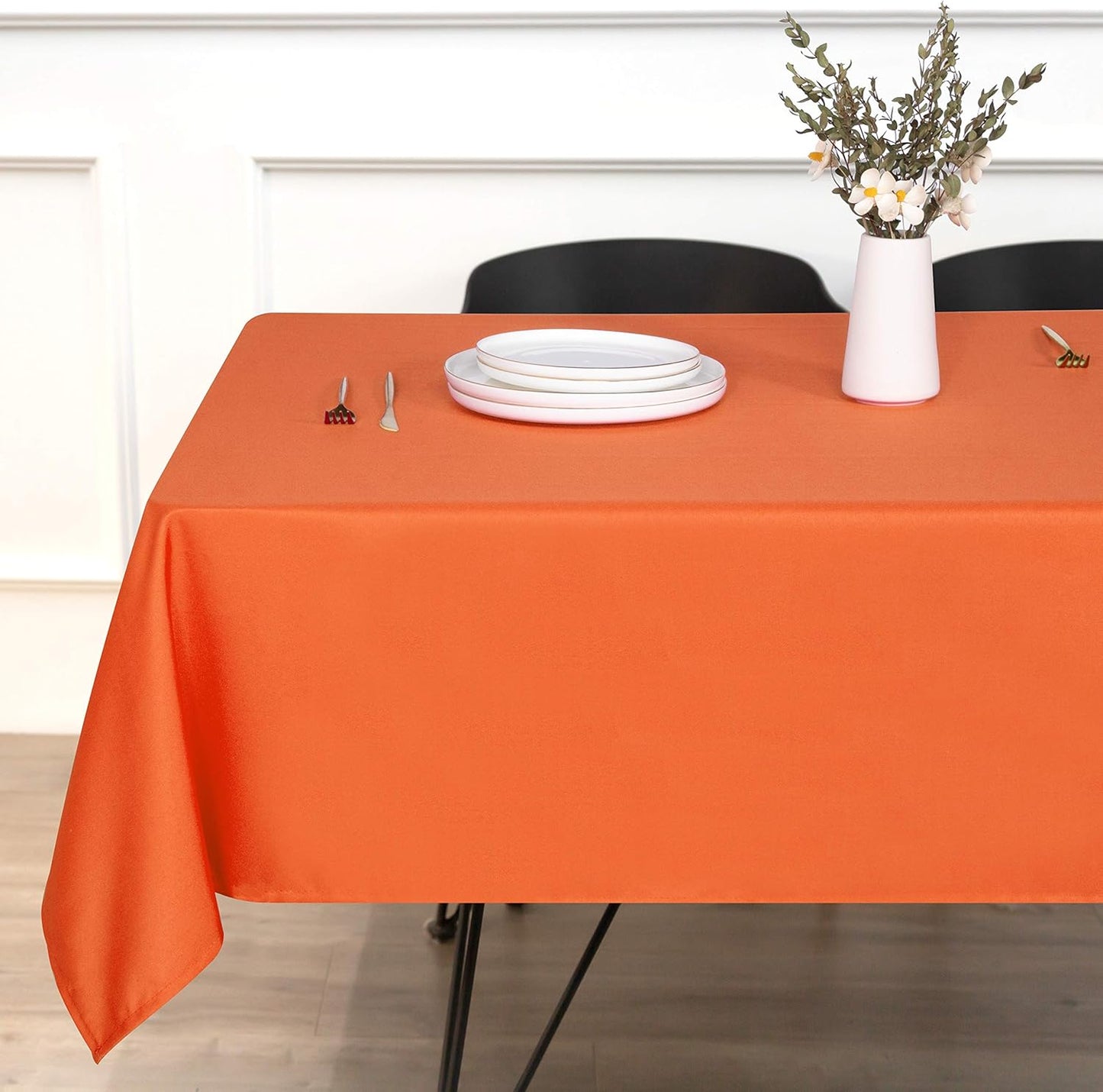 sancua Rectangle Tablecloth - 54 x 78 Inch - Stain and Wrinkle Resistant Washable Polyester Table Cloth, Decorative Fabric Table Cover for Dining Tables, Buffet Parties and Camping, Orange