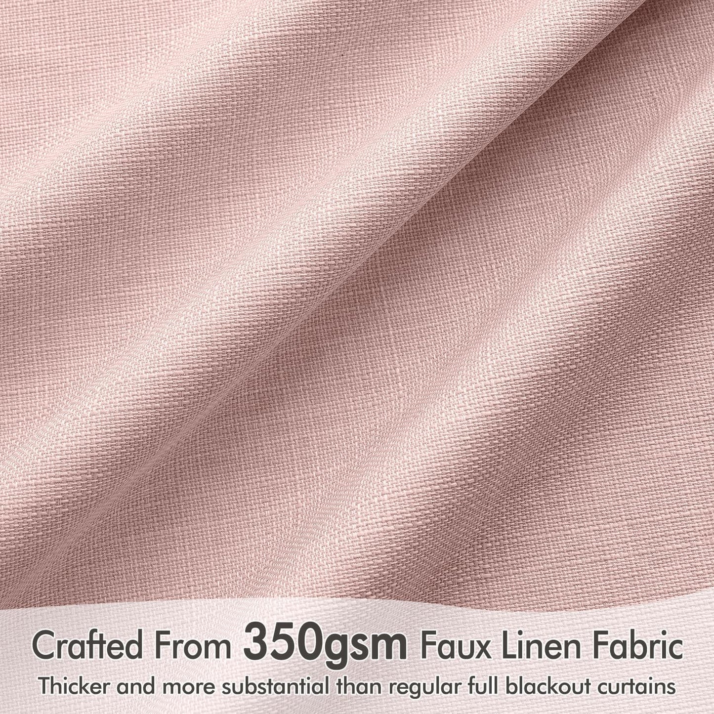 MIULEE 100% Blackout Curtains 96 Inch Long 2 Panels for Bedroom, Thick Faux Linen Black Out Curtain Room Darkening Back Tab Pleat Floor to Ceiling Window Drapes with Hooks for Living Room, Baby Pink