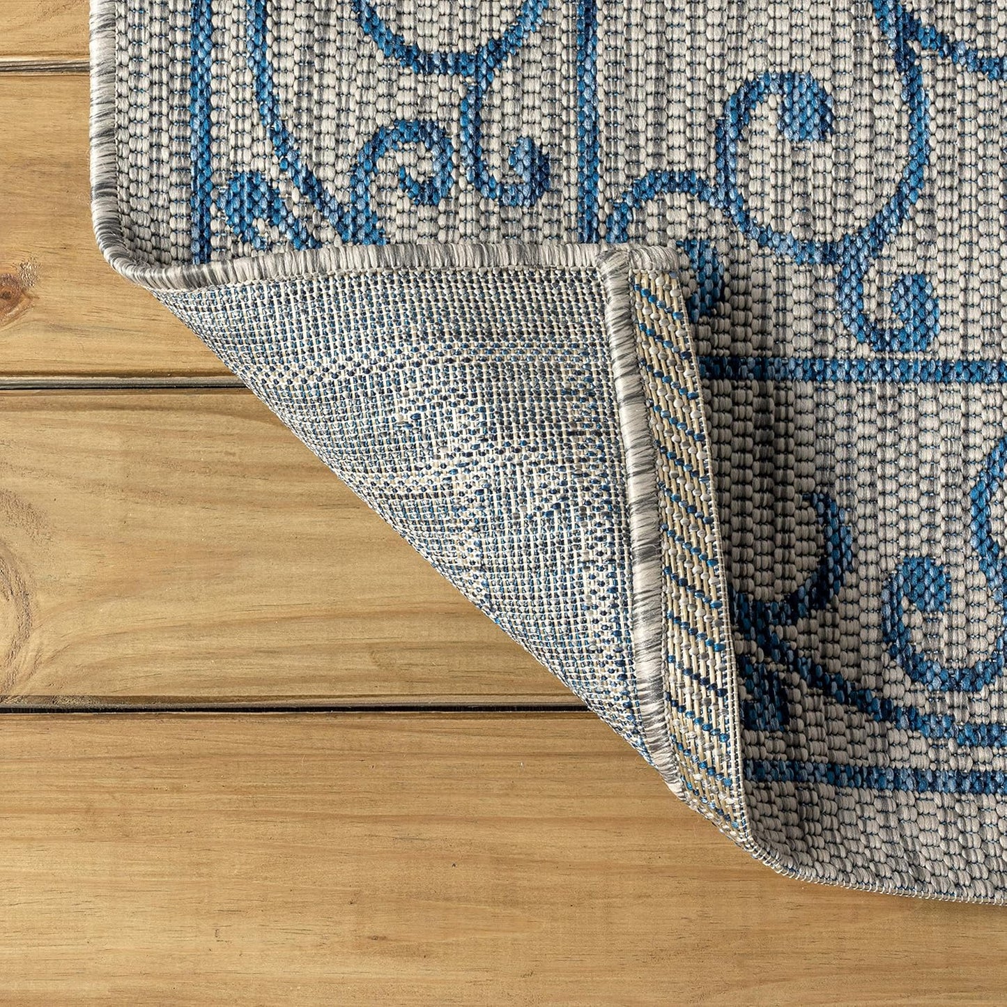 JONATHAN Y Vintage Filigree Indoor Outdoor Area Rug 9X12 Gray/Navy, Charleston Textured Weave for Backyard, Patio, Porch, Easy-Cleaning, High Traffic, Pet-Friendly, Non-Shedding (SMB106C-9)